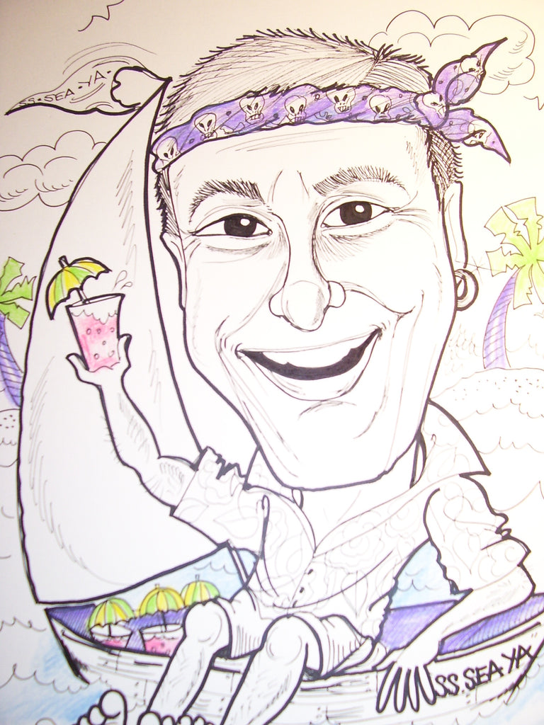 Caricature of One Person in Black and White with a Touch of Color