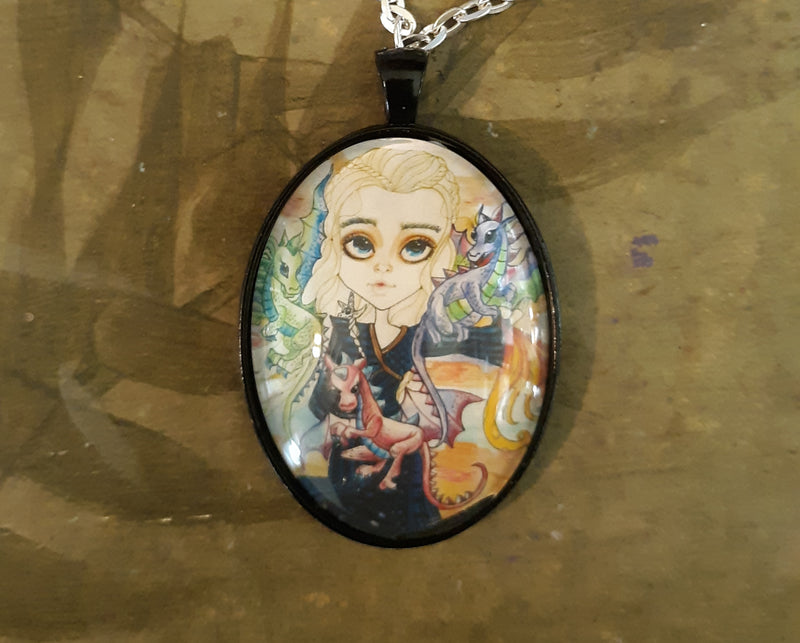 Pop Culture Three Dragons Pendant Art Necklace