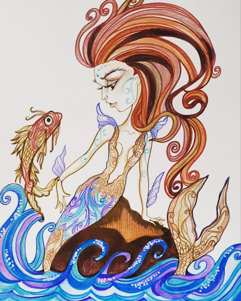 Blue Mermaid Fantasy Art 