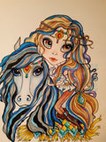 Fantasy Art Gypsy Horse Big Eye Girl