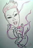 Pink Rock and Roll Caricature