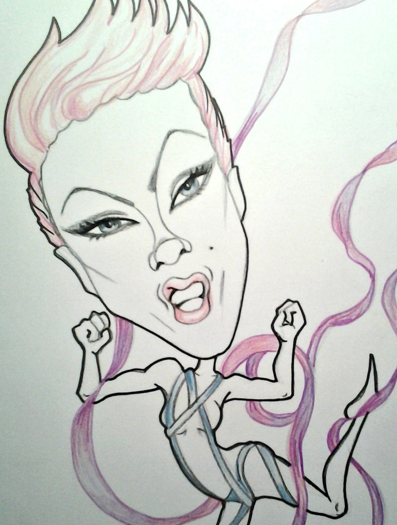 Pink Rock and Roll Caricature