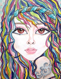 Rainbow Boho Pop Art Fantasy Woman's Face