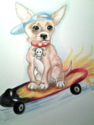 Custom Art Pet Portrait Dog Full Color 8.5 x 11