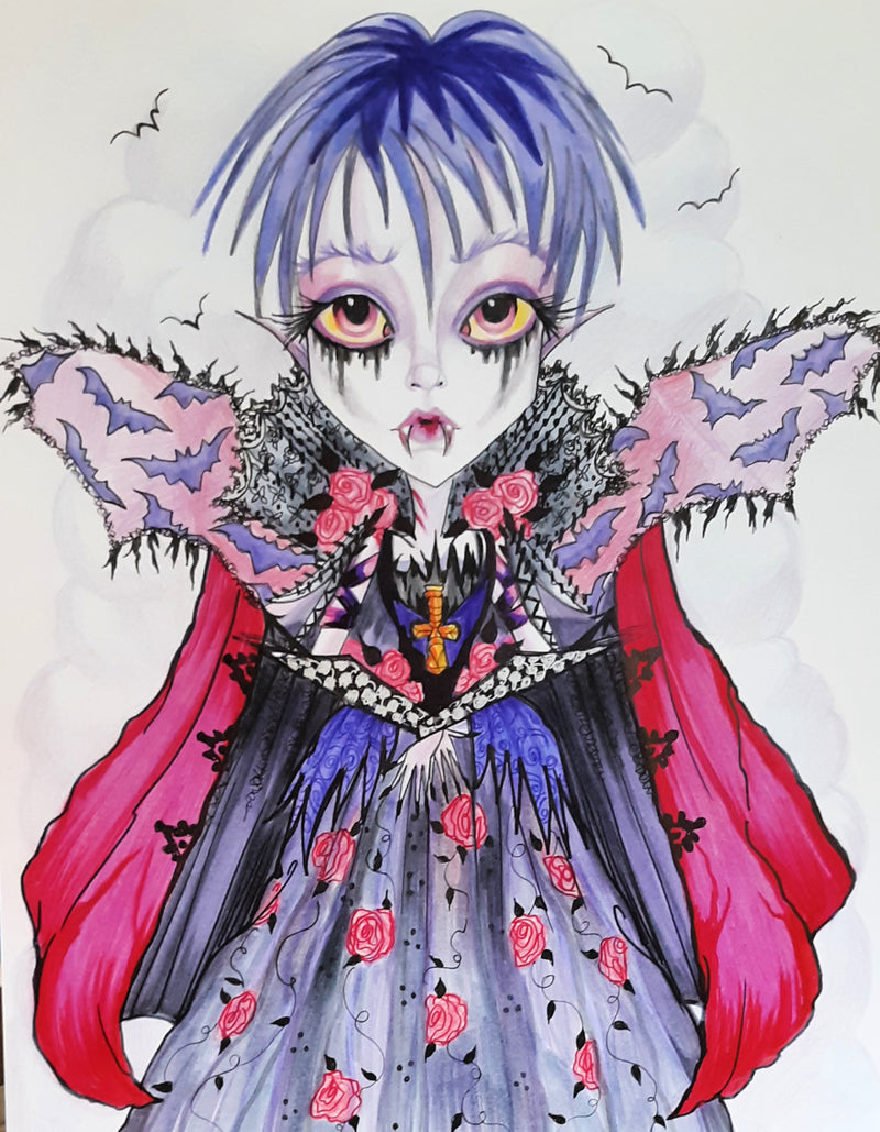 Undead Girl Sousie Vampire Lowbrow Art Print