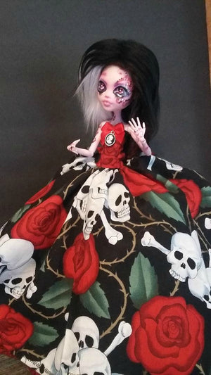 Absinthe Skull and Roses OOAK Doll 