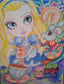Alice and the Dormouse Fairytale Big Eye Art Print