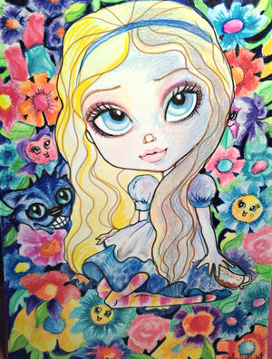 Alice and The Flowers Art Print