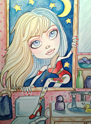 In thru the Bathroom Window Fantasy Art Print