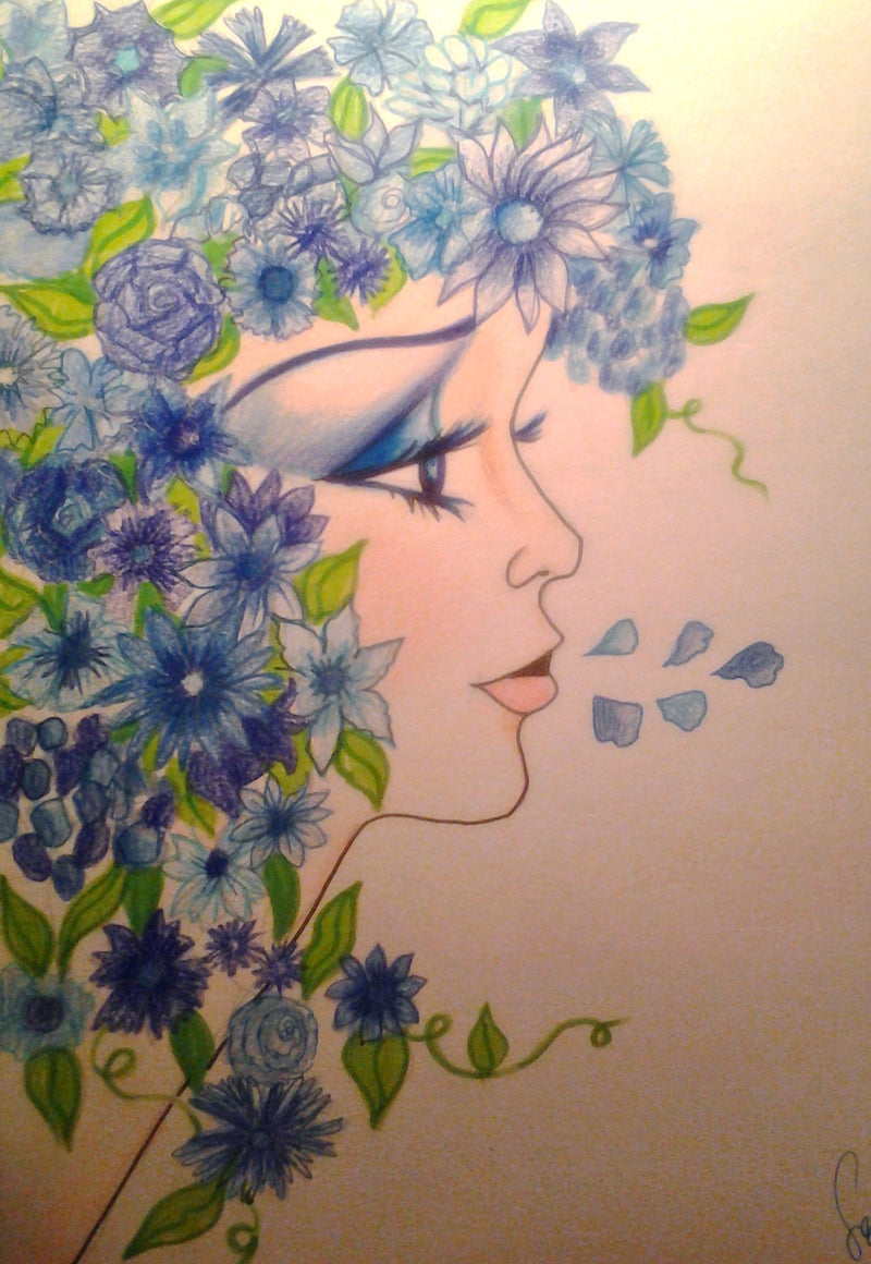 Floral Woman Faces Blank Greetiing Cards Set of 8