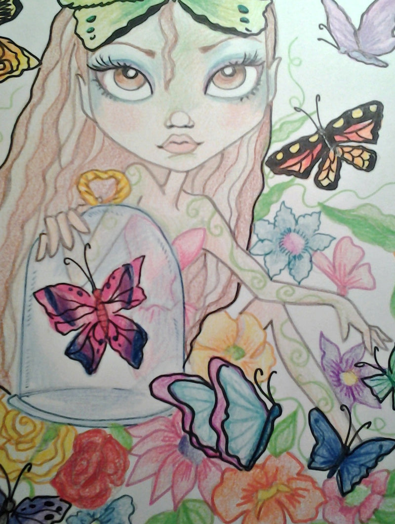 Butterfly Girl Big Eye Girl Fantasy Art Print