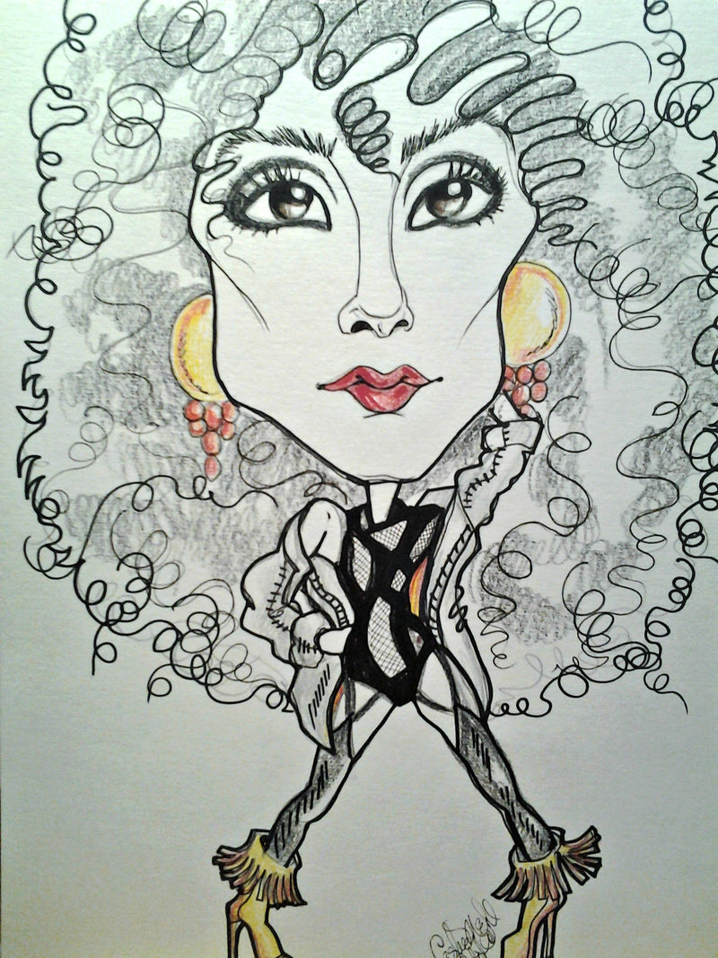 Cher Pop Portrait Rock and Roll Caricature Music Art