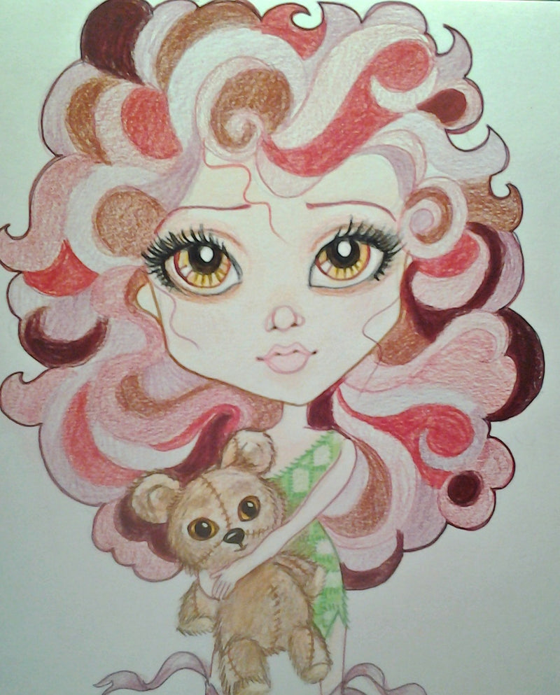 Longing For Childhood Fantasy Big Eye Art Print