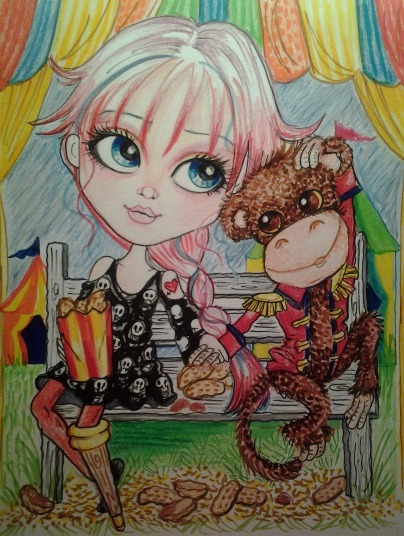 Circus Girl and her Monkey Man Art Print