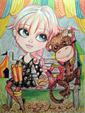 Circus Girl and her Monkey Man Art Print
