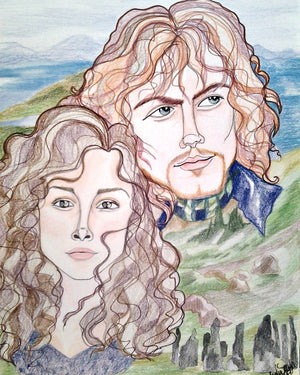 Claire and Jamie Outlander Romance Pop Culture Portrait Art Print
