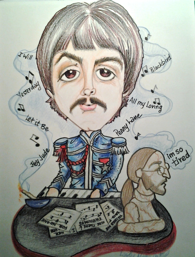 Paul McCartney Full Color Rock and Roll Caricature 