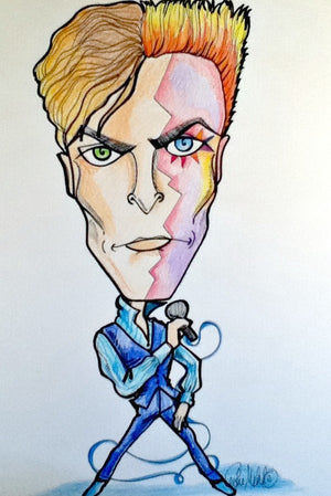 David Bowie Full Color Rock and Roll Caricature