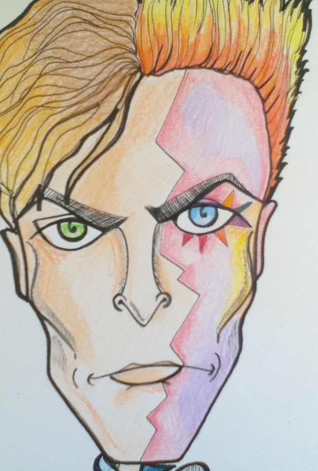 David Bowie Full Color Rock and Roll Caricature