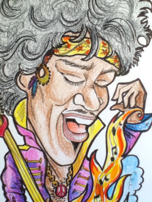  Jimi Hendrix Full Color Rock and Roll Caricature