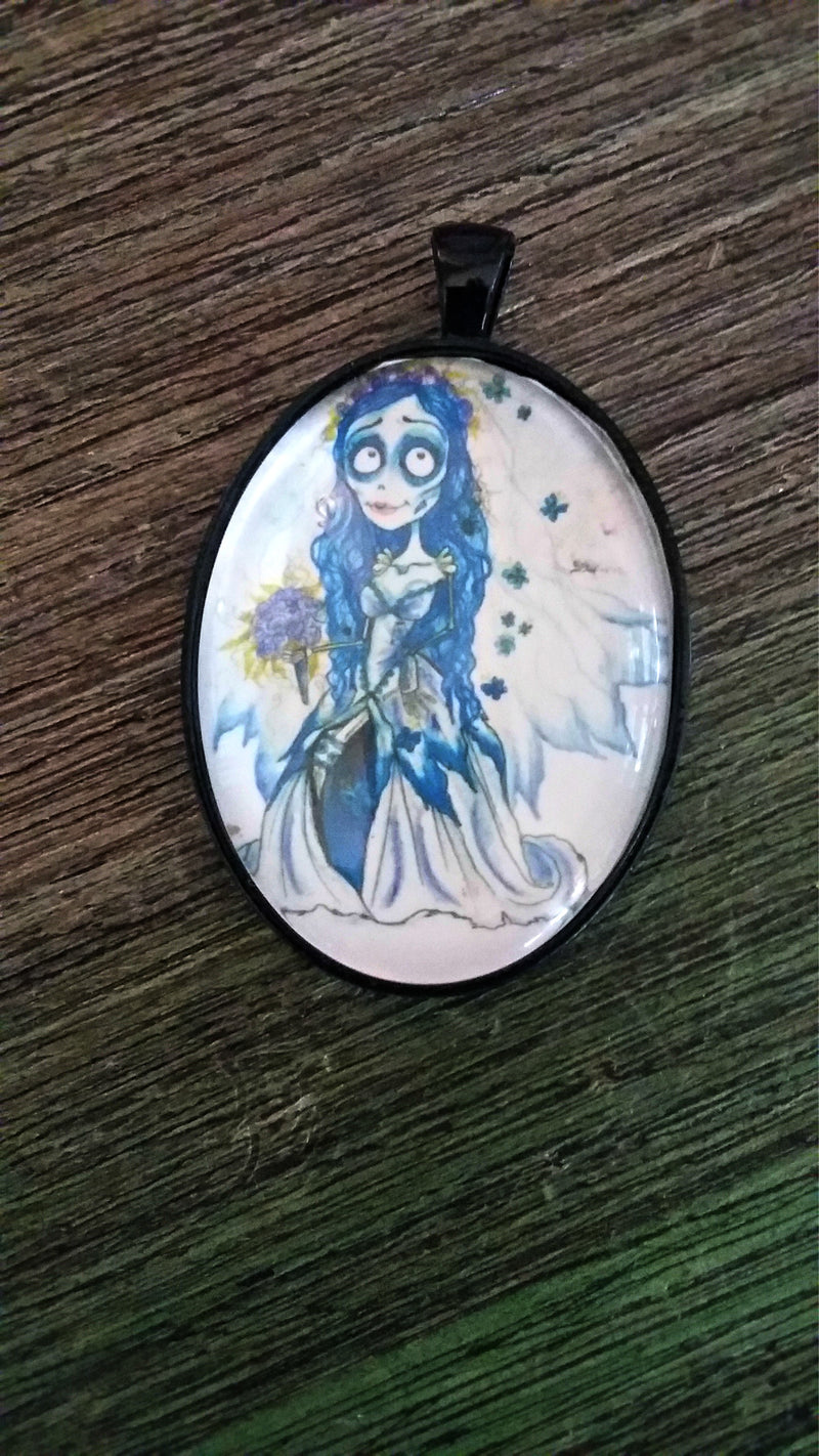 Blue Bride Horror Art Pendant