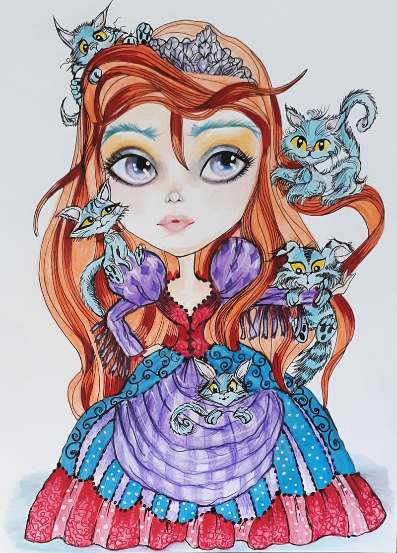 Little Royals and Cats, Dogs and Mice 5 x 7 print set cute whimsical art by Leslie Mehl