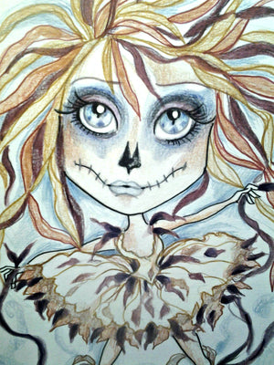 Dead Ballerina Big Eye Fantasy Art Print by Leslie Mehl