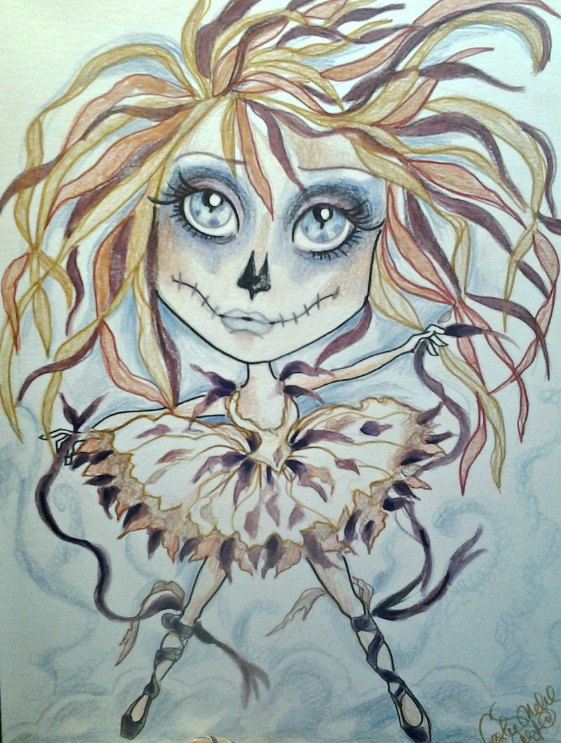 Dead Ballerina Big Eye Fantasy Art Print by Leslie Mehl