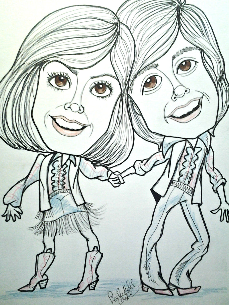 Donnie and Marie Osmond Pop Portrait Rock and Roll Caricature Music Art
