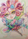 Dragonfly Fairy Fantasy Big Eye Art Print