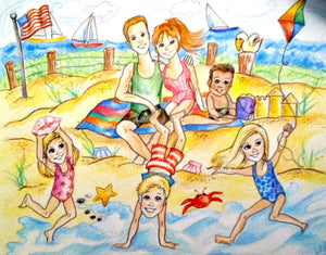 Family or Friends on Beach Art 