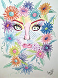 Flower Face Pop Art Fantasy Woman's Face