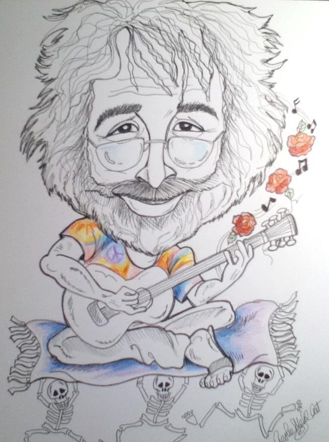 Jerry Garcia Rock and Roll Caricature