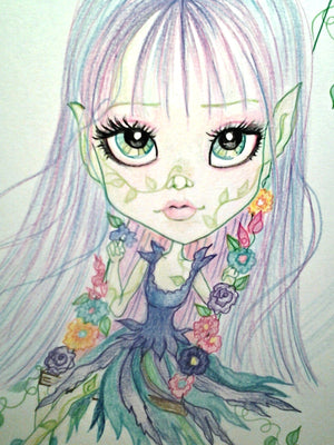 Elfish Girl On a Swing Fairy Art Print