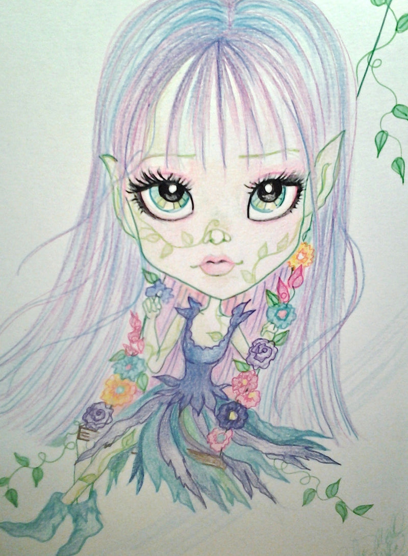 Elfish Girl On a Swing Fairy Art Print