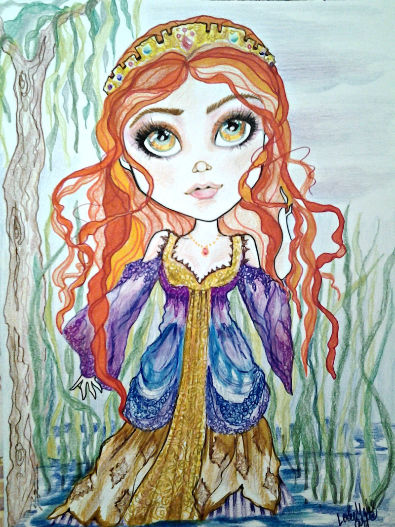 Guinevere Walks On Water Big Eye Fantasy Art Print by Leslie Mehl