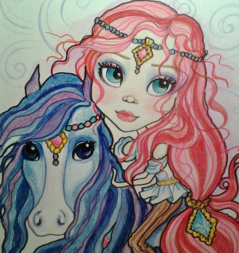 Fantasy Art Gypsy Horse Big Eye Girl