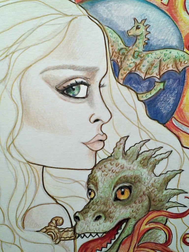 Ice and Fire Face Portrait Dragon Mother