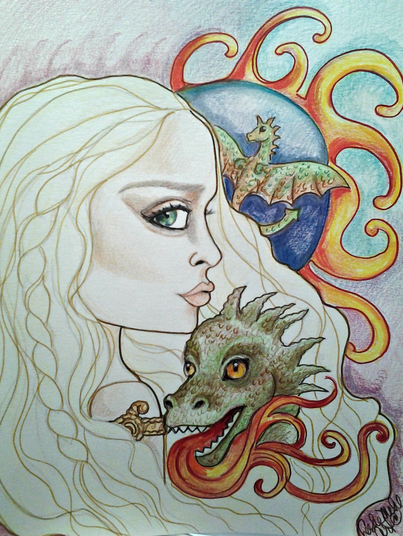 Ice and Fire Face Portrait Dragon Mother