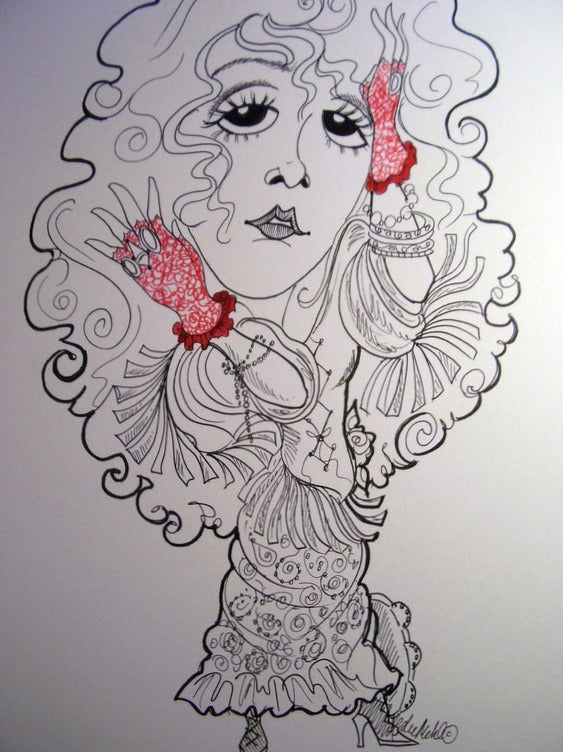 Stevie Nicks Rock and Roll Caricature