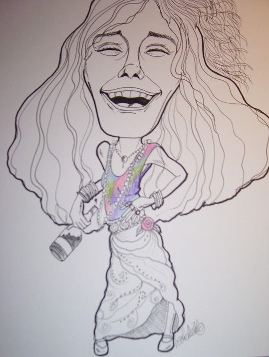 Janis Joplin Rock and Roll Caricature