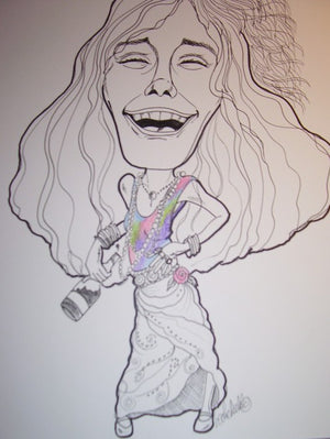Janis Joplin Rock and Roll Caricature