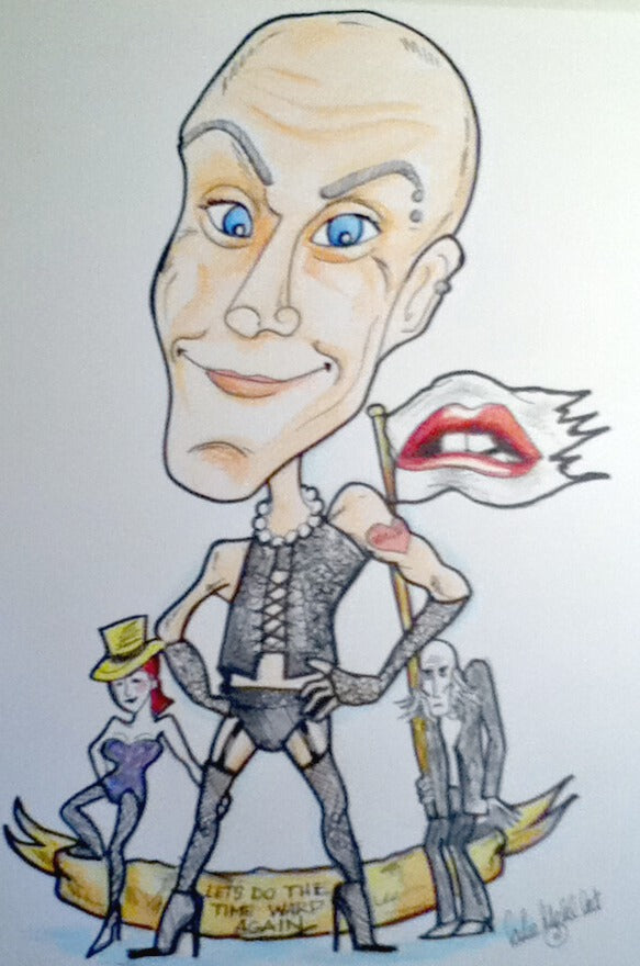 Caricature of One Person in Black and White with a Touch of Color