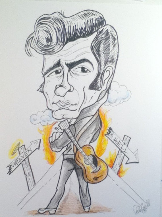 Johnny Cash Rock and Roll Caricature