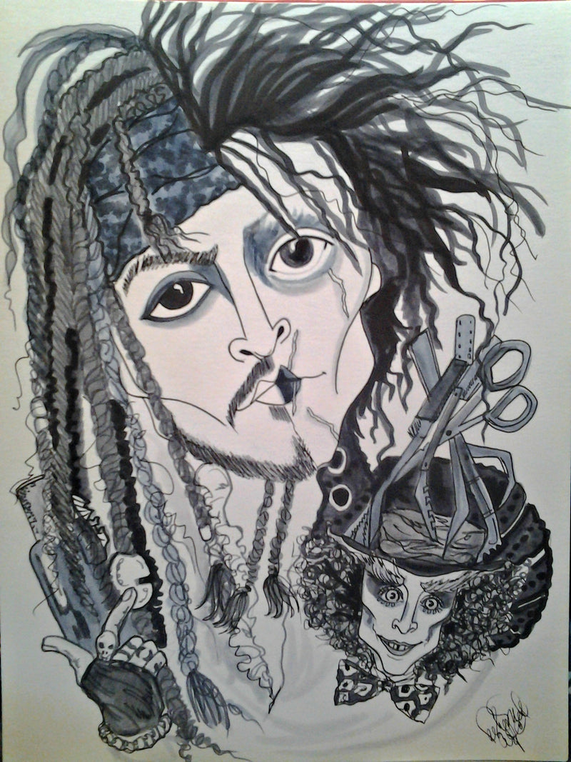 Johnny Depp Johnny Trio Pop Culture Art Print jack Sparrow Scissorhands Mad Hatter