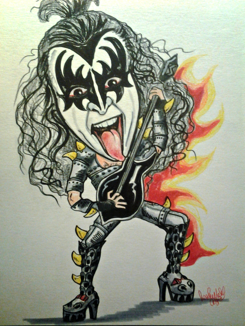 Gene Simmons Kiss Music Art Rock and Roll Caricature