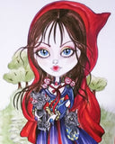 Little Red Riding Hood and the Wolfies Fairytale Big Eye Art Print