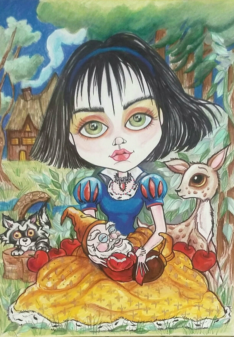 Little Snow and Doc Fairytale Fantasy Art Print