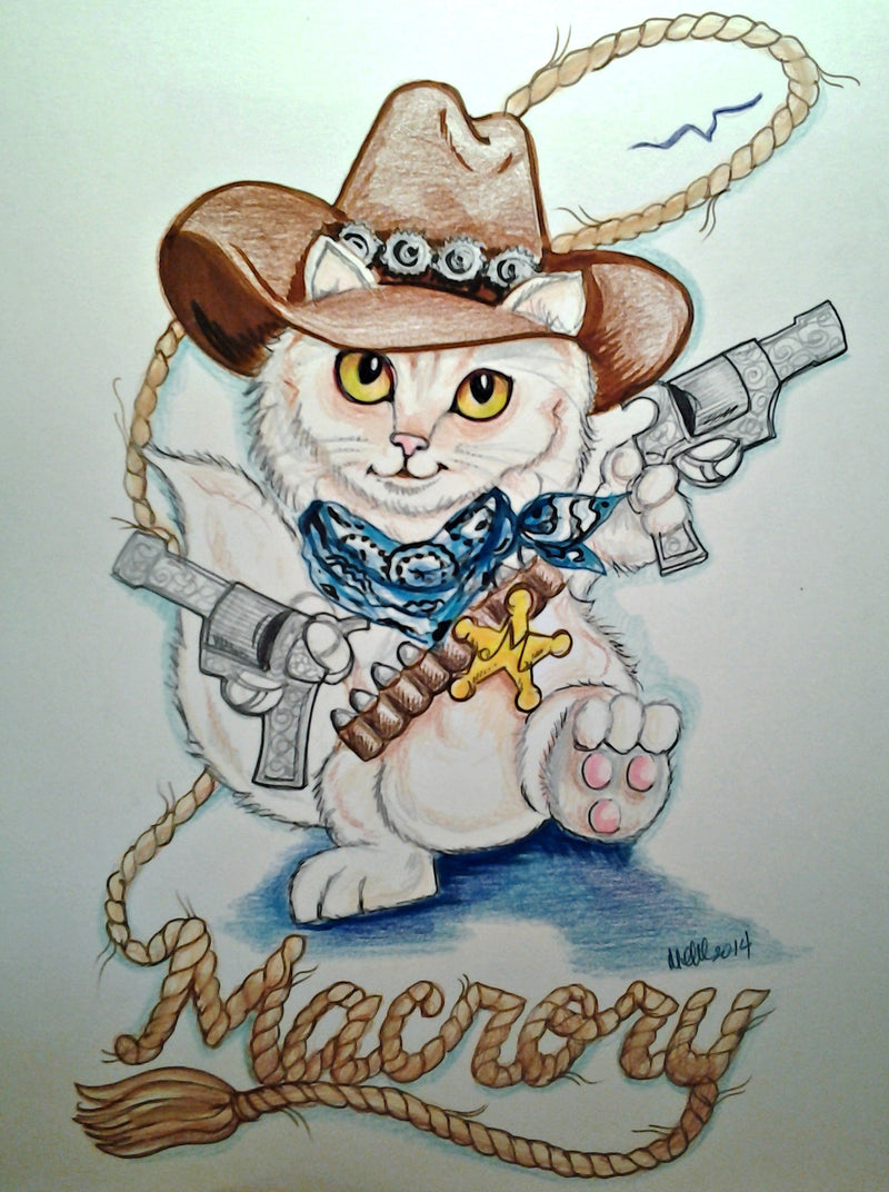 Custom Art Pet Portrait Cat Full Color 8.5 x 11