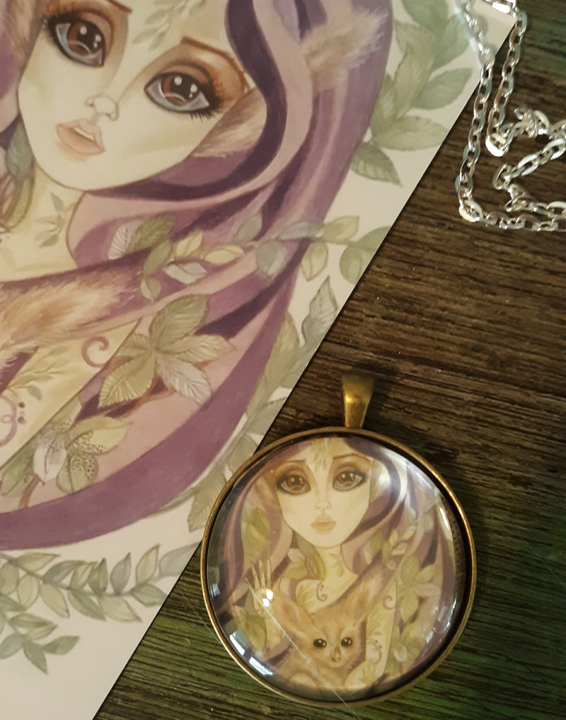 The Girl and Fox Mangrove Legacy Low brow Pendant Art